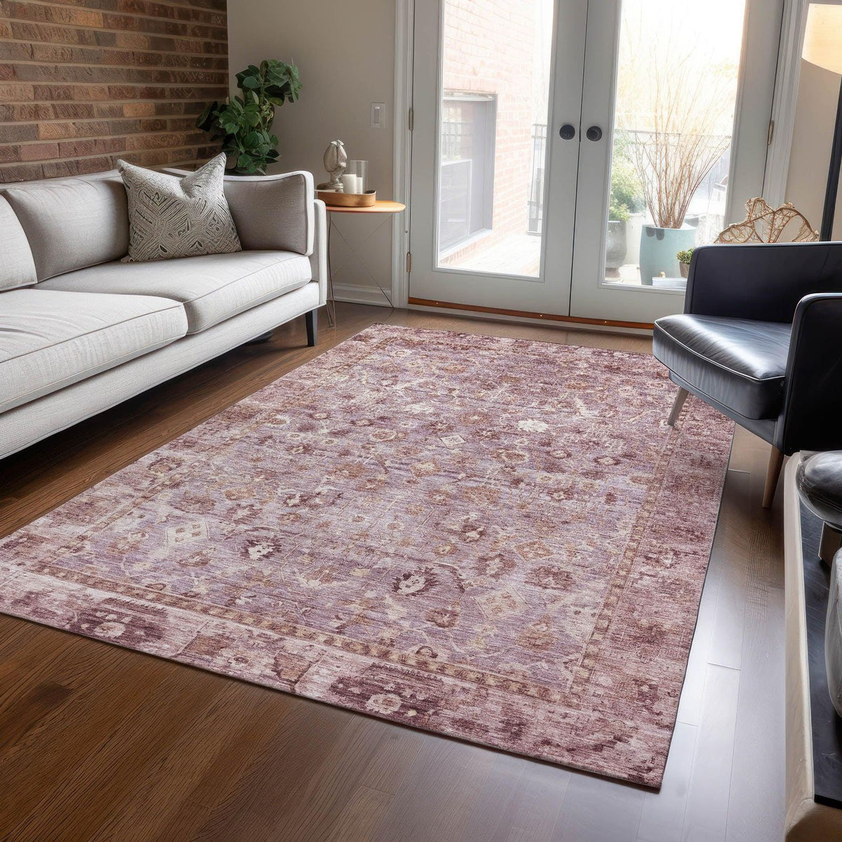 Laeel Pink Washable Indoor-Outdoor Rug -- pink