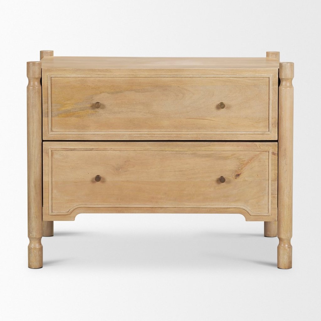 Phil 34"W Brown Solid Wood 2-Drawer Accent Cabinet -- Brown