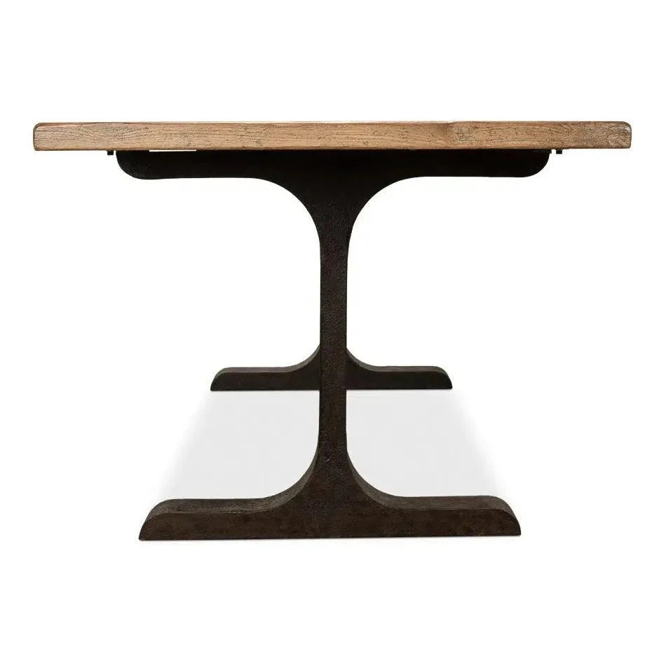 Decan Dining Table With Iron Base - LOOMLAN - Sarreid - Dining Tables