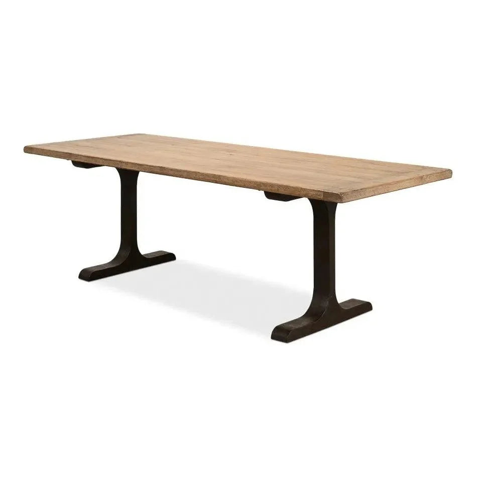 Decan Dining Table With Iron Base - LOOMLAN - Sarreid - Dining Tables