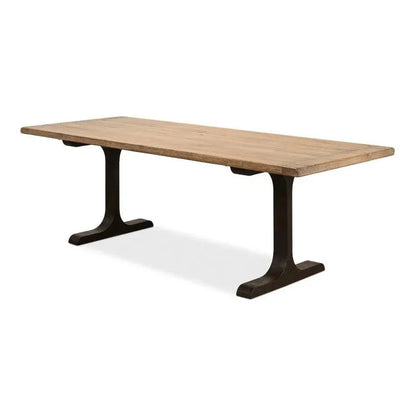 Decan Dining Table With Iron Base - LOOMLAN - Sarreid - Dining Tables