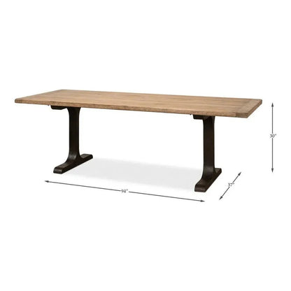 Decan Dining Table With Iron Base - LOOMLAN - Sarreid - Dining Tables