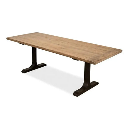 Decan Dining Table With Iron Base - LOOMLAN - Sarreid - Dining Tables