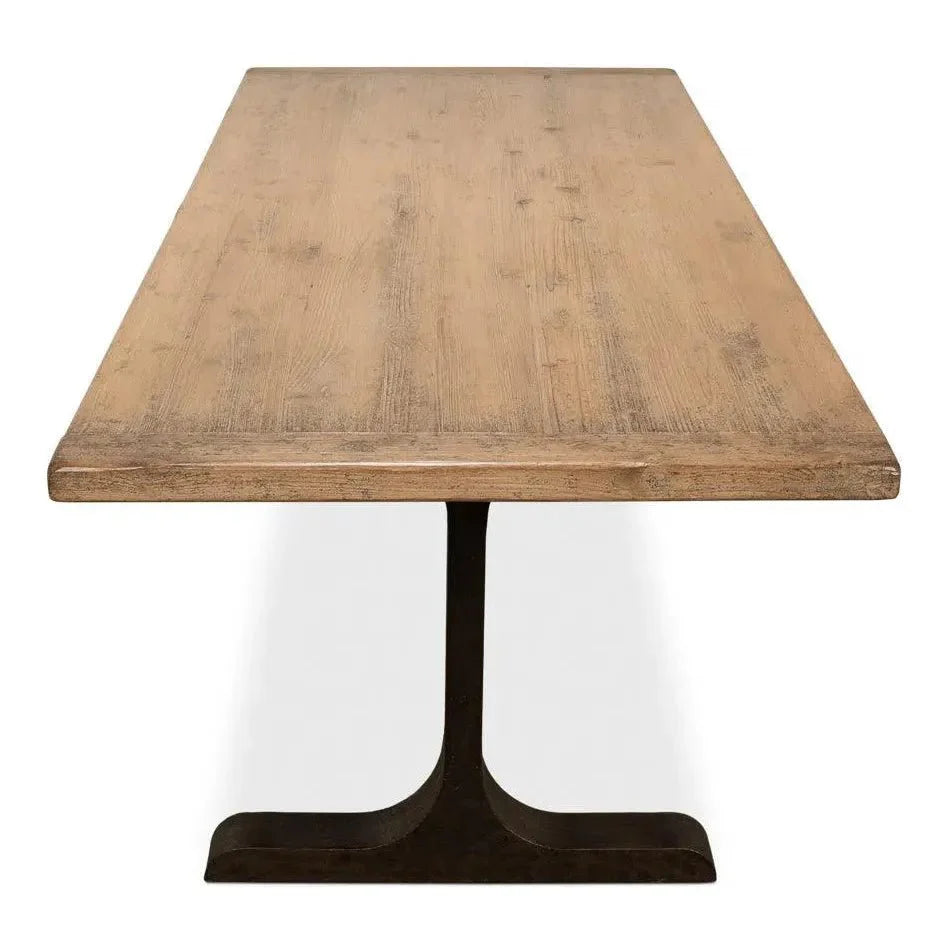 Decan Dining Table With Iron Base - LOOMLAN - Sarreid - Dining Tables
