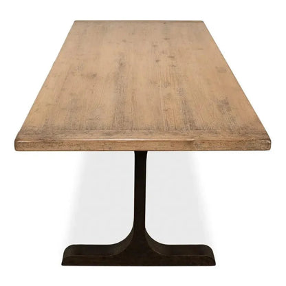 Decan Dining Table With Iron Base - LOOMLAN - Sarreid - Dining Tables