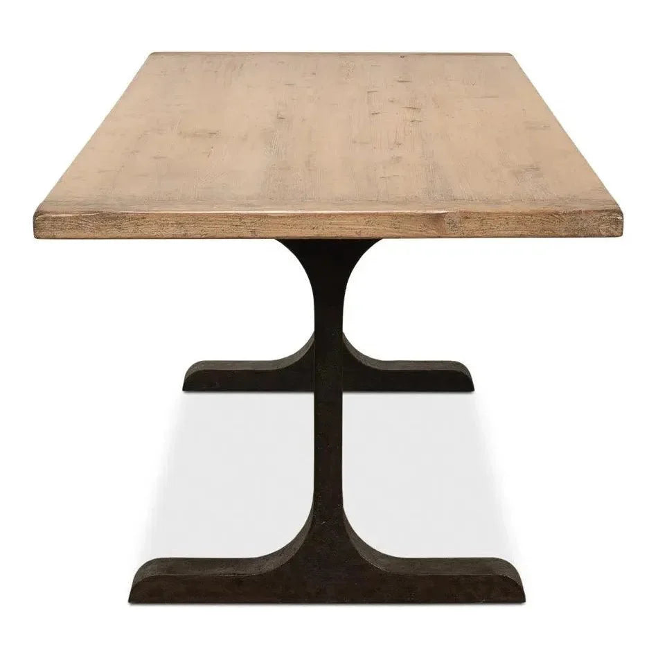 Decan Dining Table With Iron Base - LOOMLAN - Sarreid - Dining Tables