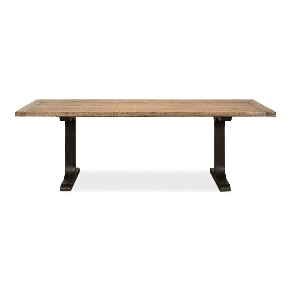 Decan Dining Table With Iron Base - LOOMLAN - Sarreid - Dining Tables