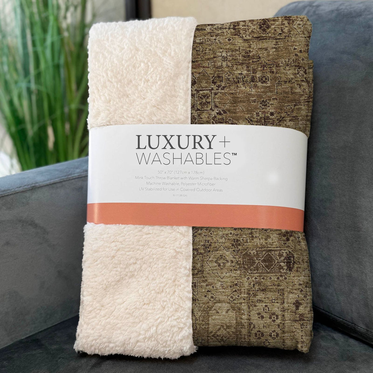 Parallel Bands Brown Washable Indoor-Outdoor Rug