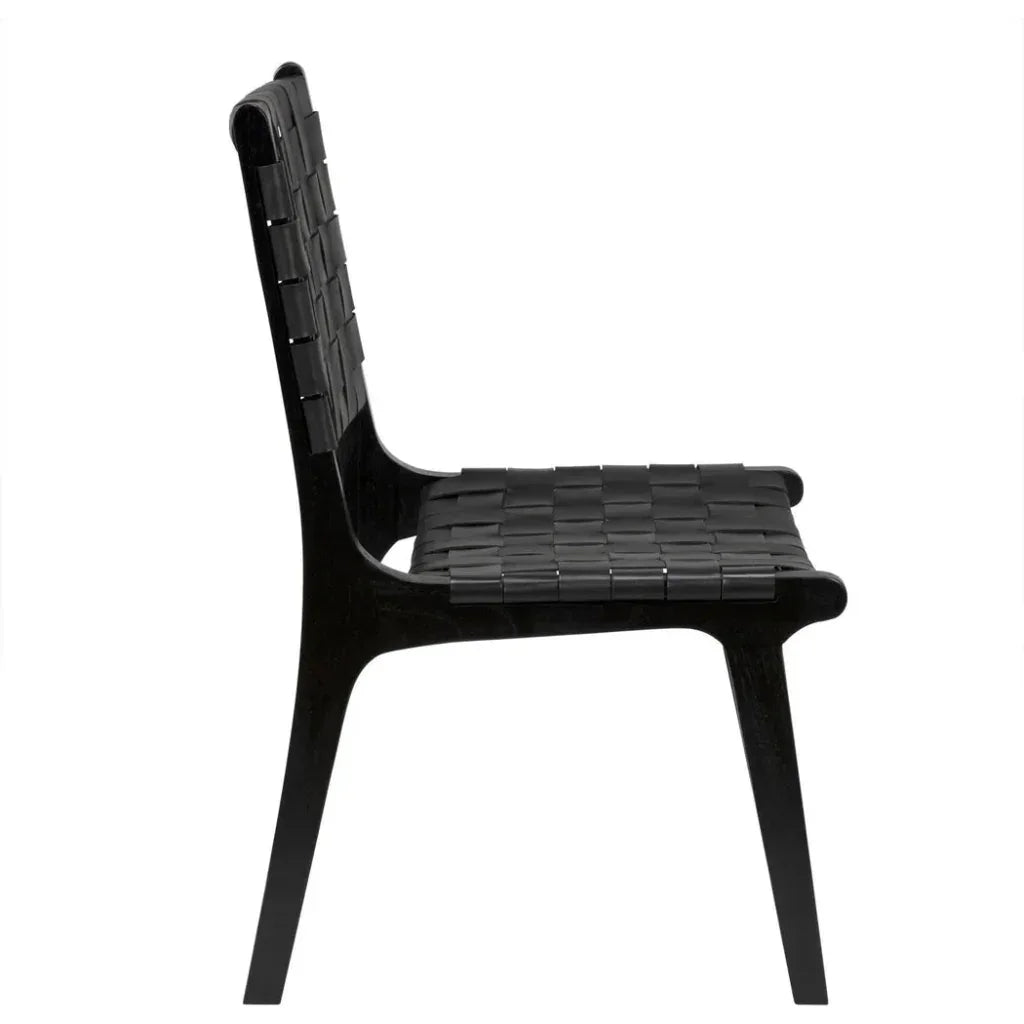 Noir Dede Leather Black Dining Chair