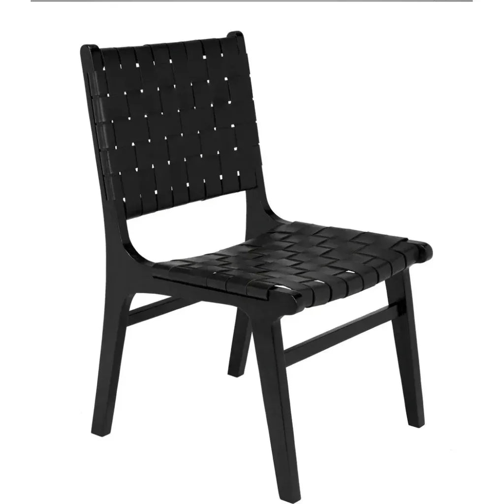 Noir Dede Leather Black Dining Chair