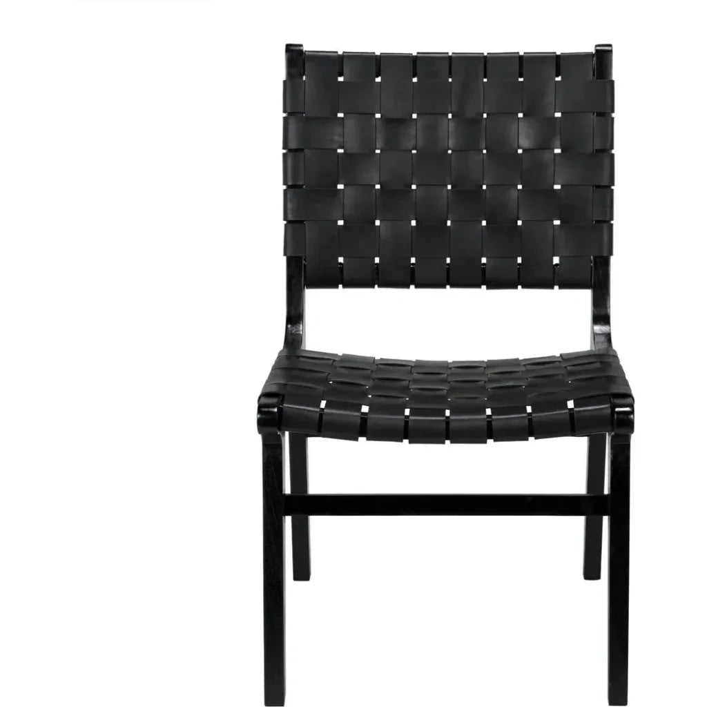 Noir Dede Leather Black Dining Chair