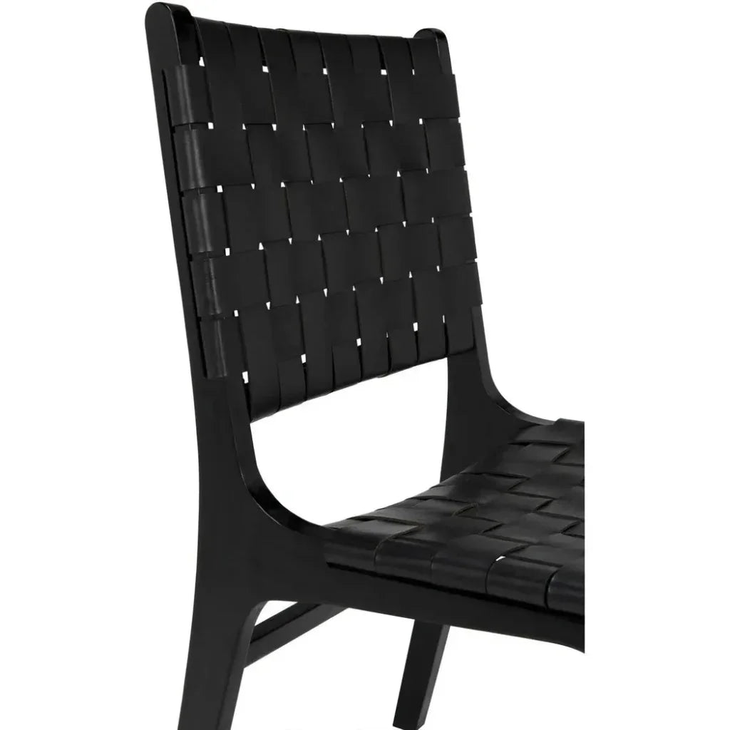 Noir Dede Leather Black Dining Chair