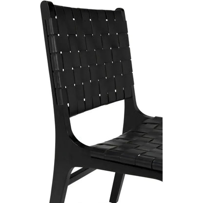 Noir Dede Leather Black Dining Chair