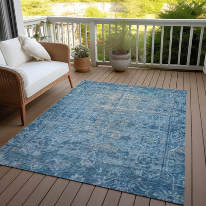 LOOMLAN Rugs Delaura Blue Washable Indoor-Outdoor Rug
