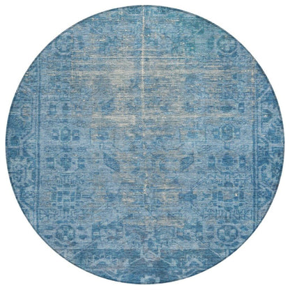 LOOMLAN Rugs Delaura Blue Washable Indoor-Outdoor Rug