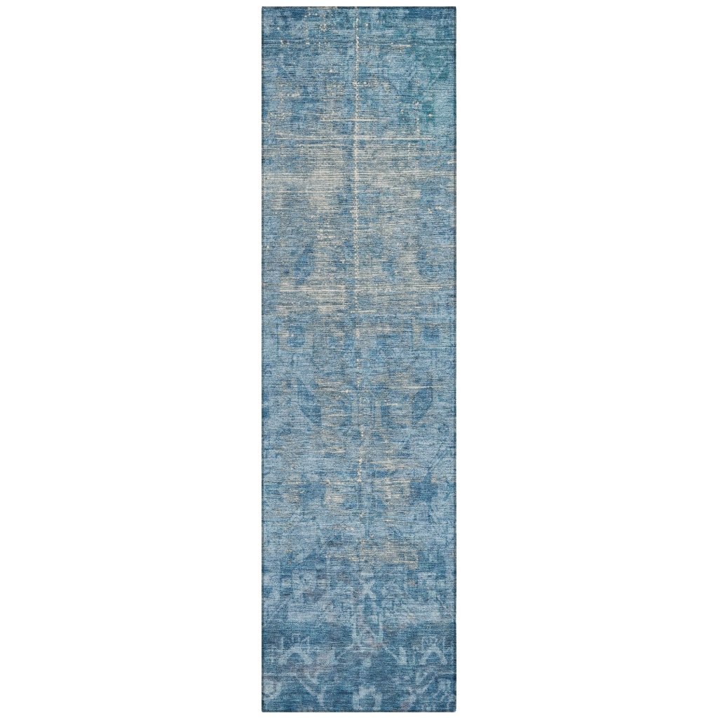 LOOMLAN Rugs Delaura Blue Washable Indoor-Outdoor Rug