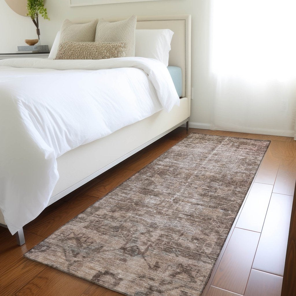 LOOMLAN Rugs Delaura Brown Washable Indoor-Outdoor Rug