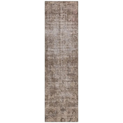 LOOMLAN Rugs Delaura Brown Washable Indoor-Outdoor Rug