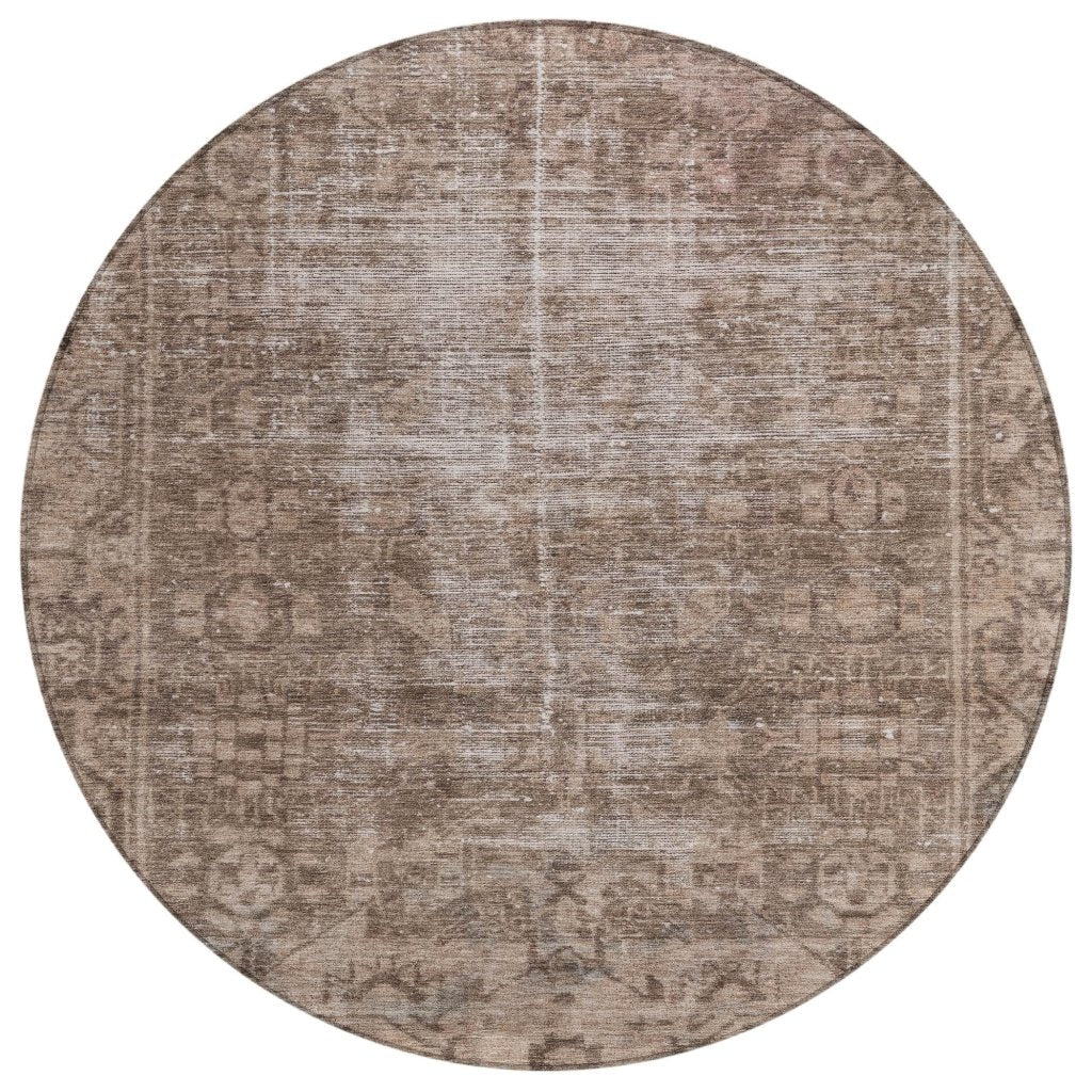 LOOMLAN Rugs Delaura Brown Washable Indoor-Outdoor Rug