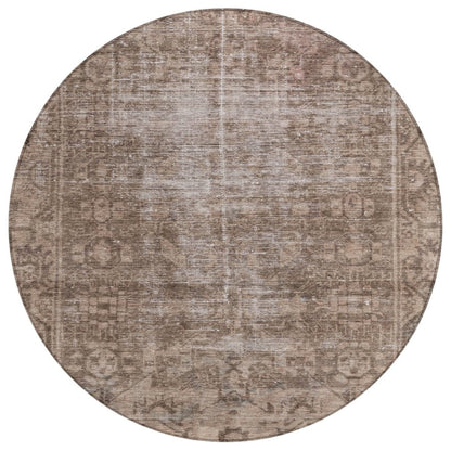 LOOMLAN Rugs Delaura Brown Washable Indoor-Outdoor Rug