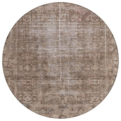 LOOMLAN Rugs Delaura Brown Washable Indoor-Outdoor Rug