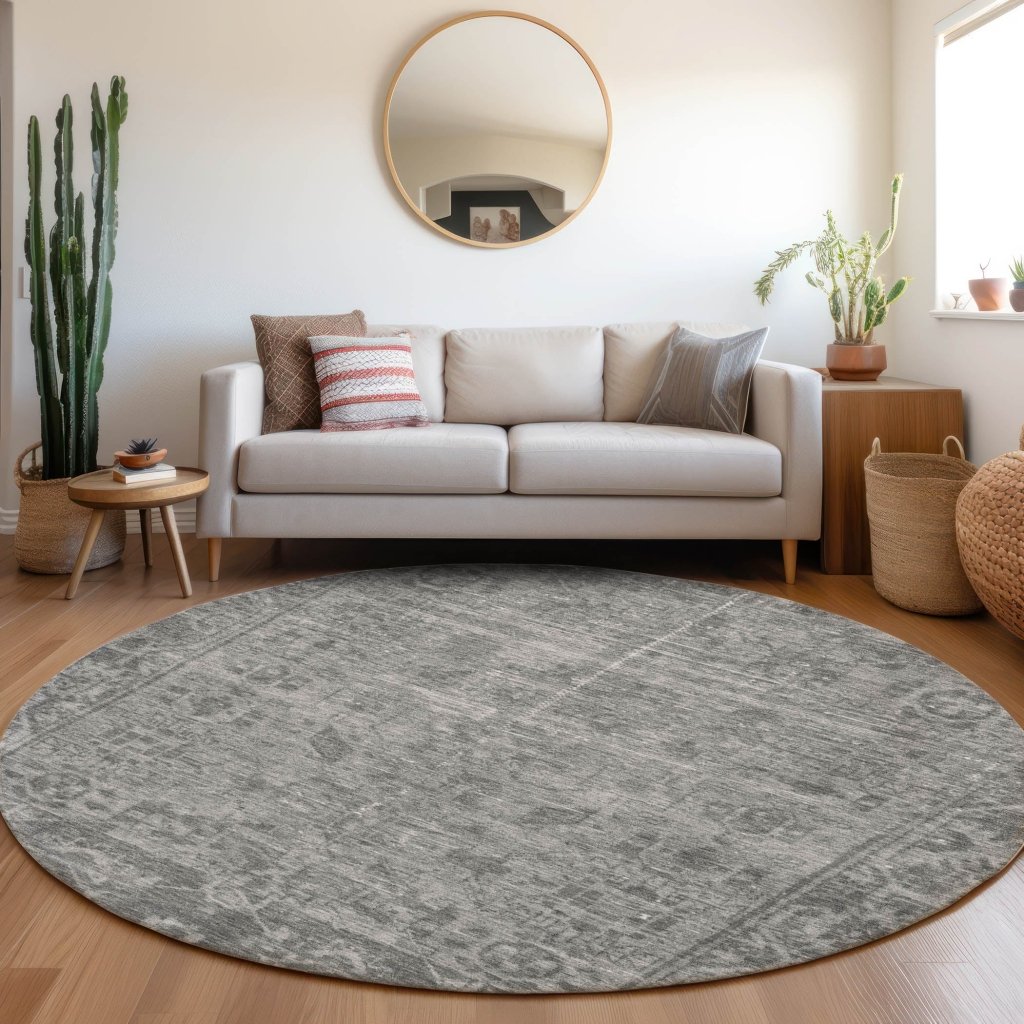 Delaura Gray Washable Indoor - Outdoor Rug - LOOMLAN - LOOMLAN Rugs - Outdoor Rugs