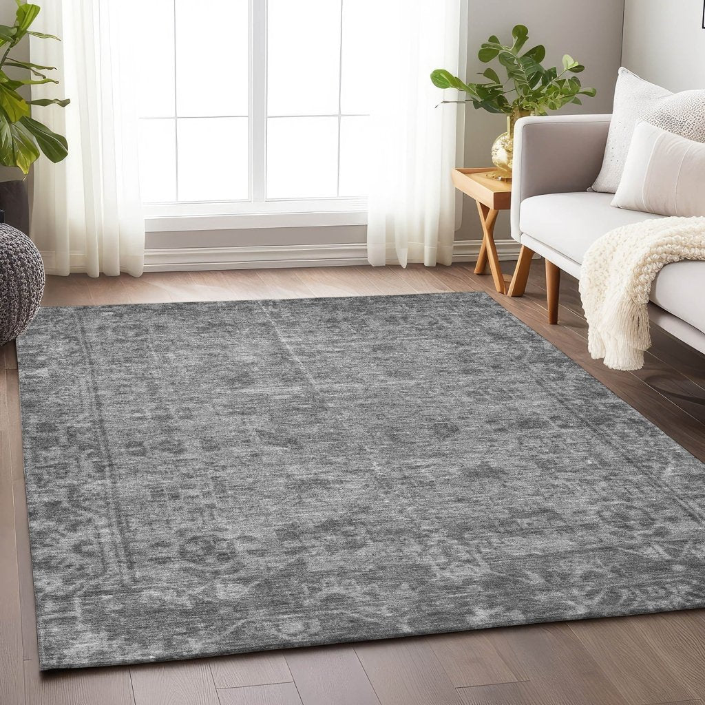 Delaura Gray Washable Indoor - Outdoor Rug - LOOMLAN - LOOMLAN Rugs - Outdoor Rugs