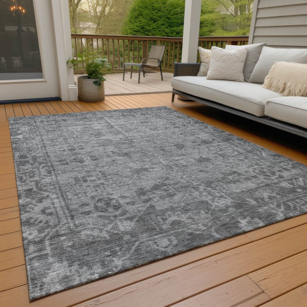 Delaura Gray Washable Indoor - Outdoor Rug - LOOMLAN - LOOMLAN Rugs - Outdoor Rugs