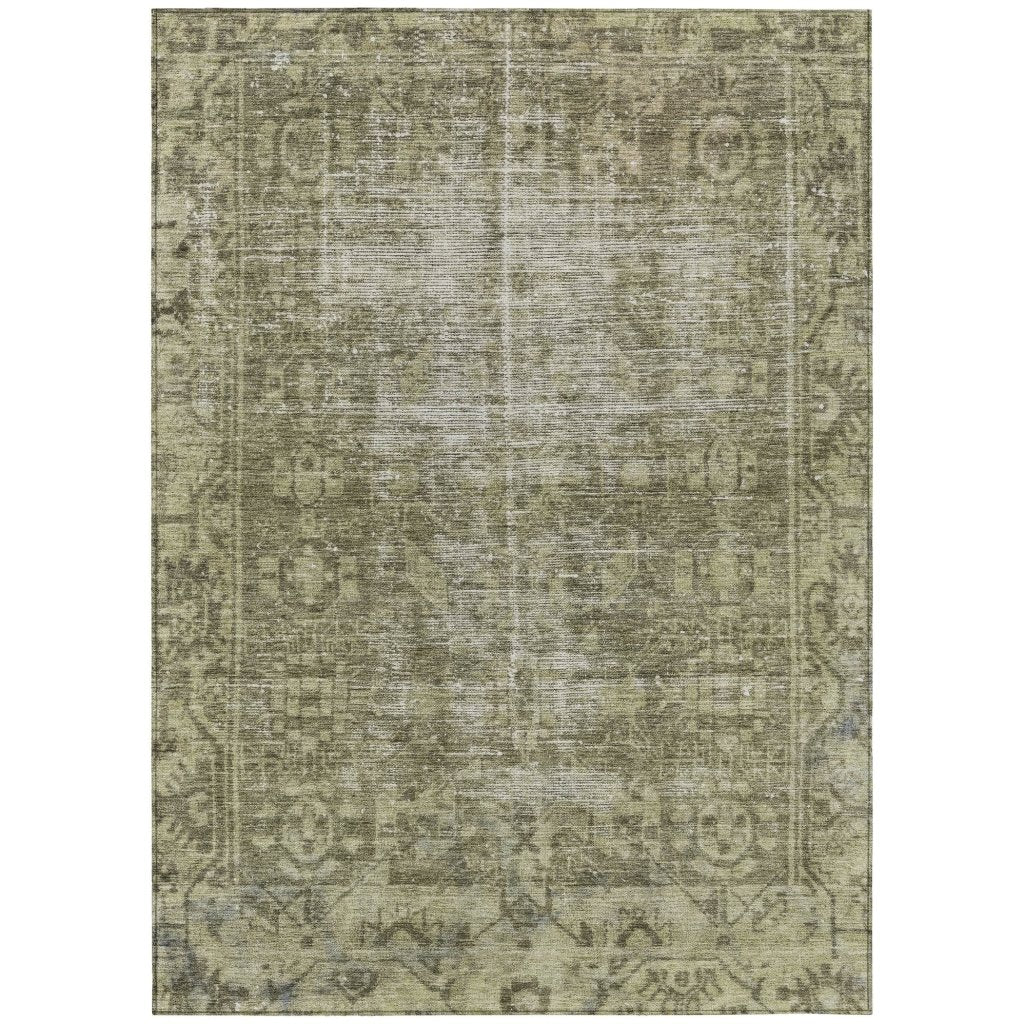 LOOMLAN Rugs Delaura Green Washable Indoor-Outdoor Rug