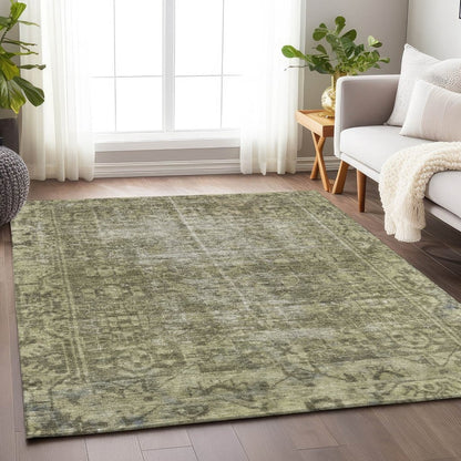 LOOMLAN Rugs Delaura Green Washable Indoor-Outdoor Rug