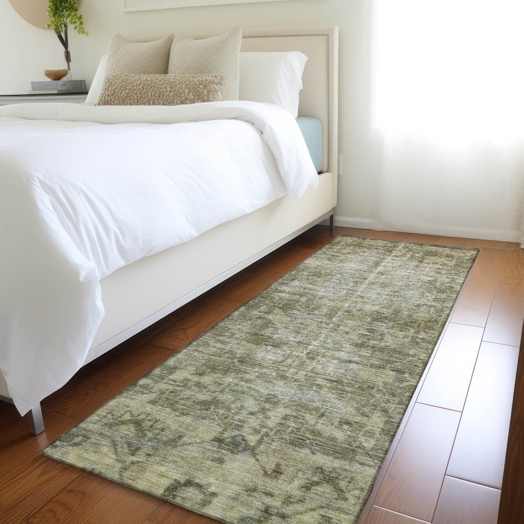LOOMLAN Rugs Delaura Green Washable Indoor-Outdoor Rug
