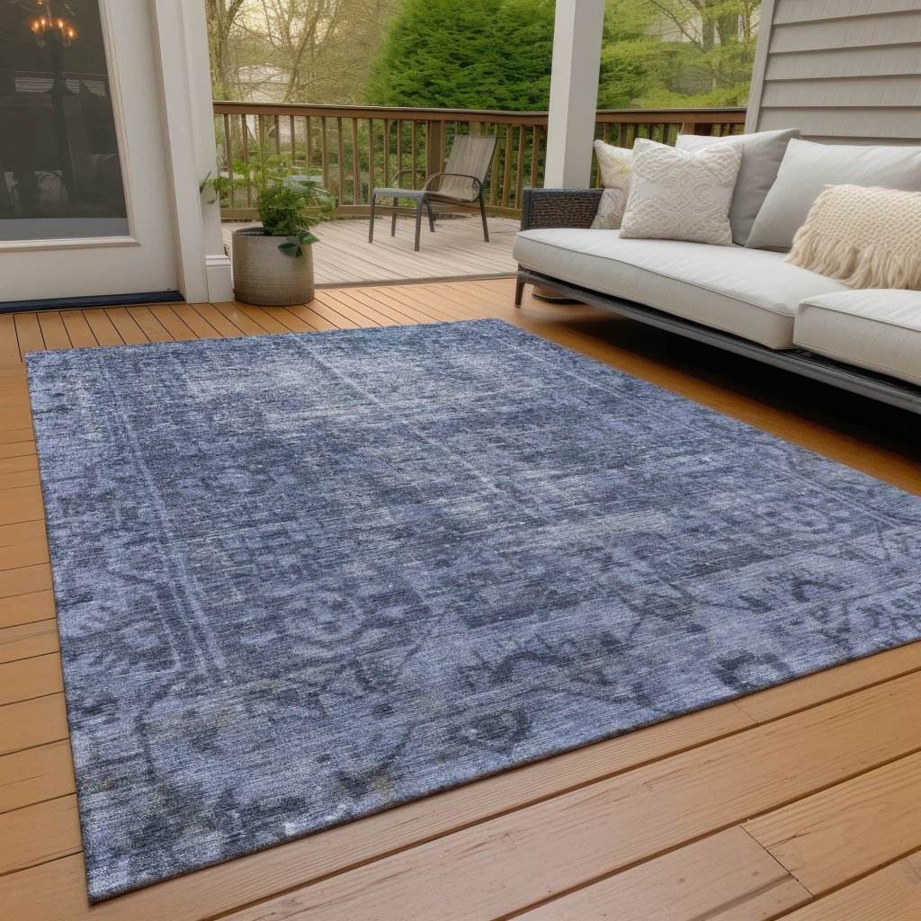 LOOMLAN Rugs Delaura Navy Washable Indoor-Outdoor Rug