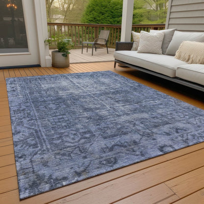 LOOMLAN Rugs Delaura Navy Washable Indoor-Outdoor Rug
