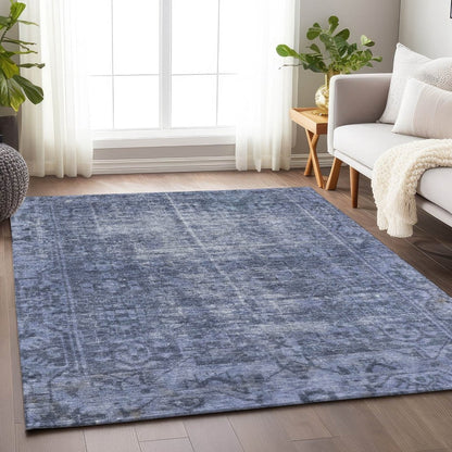 LOOMLAN Rugs Delaura Navy Washable Indoor-Outdoor Rug