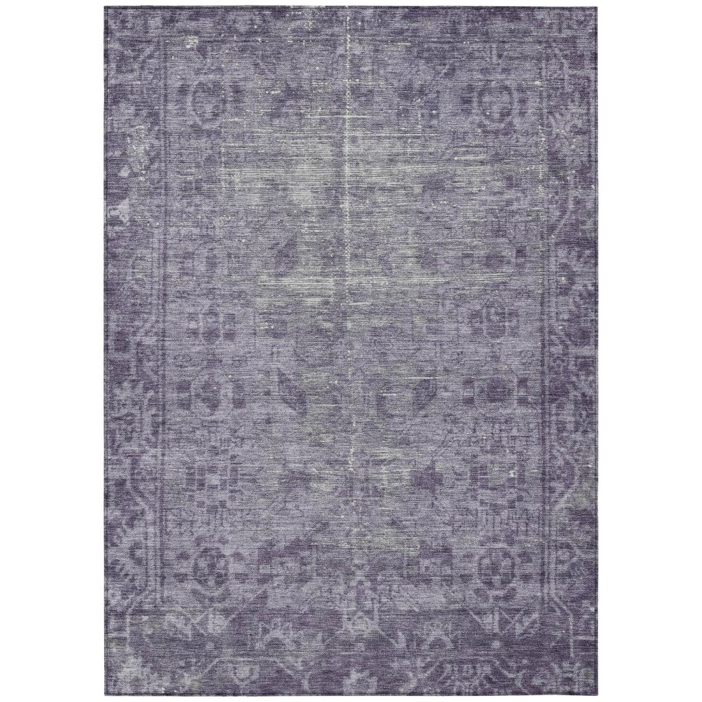 LOOMLAN Rugs Delaura Purple Washable Indoor-Outdoor Rug
