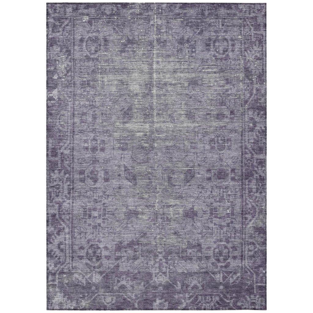 LOOMLAN Rugs Delaura Purple Washable Indoor-Outdoor Rug