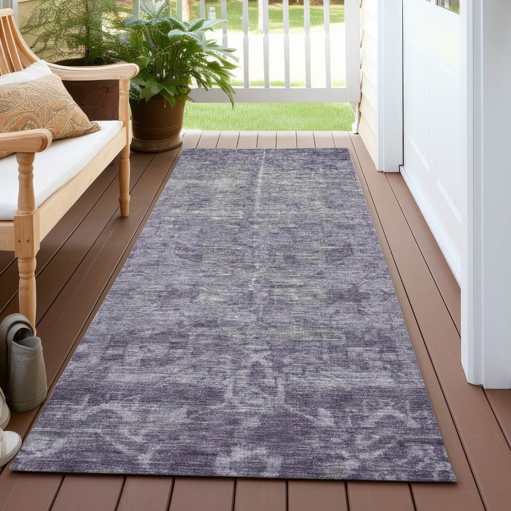 LOOMLAN Rugs Delaura Purple Washable Indoor-Outdoor Rug