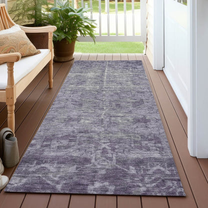 LOOMLAN Rugs Delaura Purple Washable Indoor-Outdoor Rug