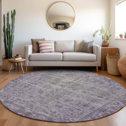 LOOMLAN Rugs Delaura Purple Washable Indoor-Outdoor Rug