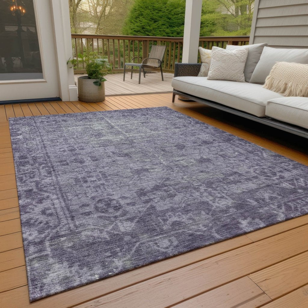 LOOMLAN Rugs Delaura Purple Washable Indoor-Outdoor Rug