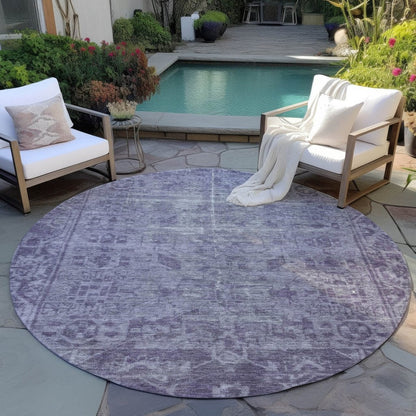 LOOMLAN Rugs Delaura Purple Washable Indoor-Outdoor Rug