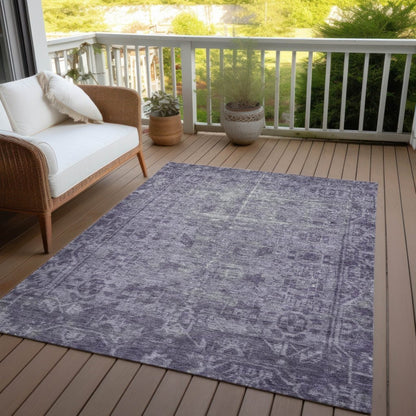 LOOMLAN Rugs Delaura Purple Washable Indoor-Outdoor Rug