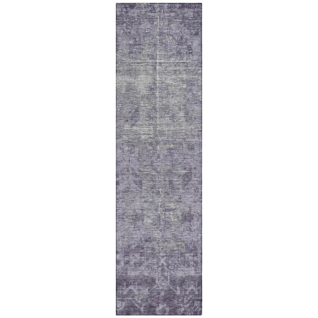 LOOMLAN Rugs Delaura Purple Washable Indoor-Outdoor Rug