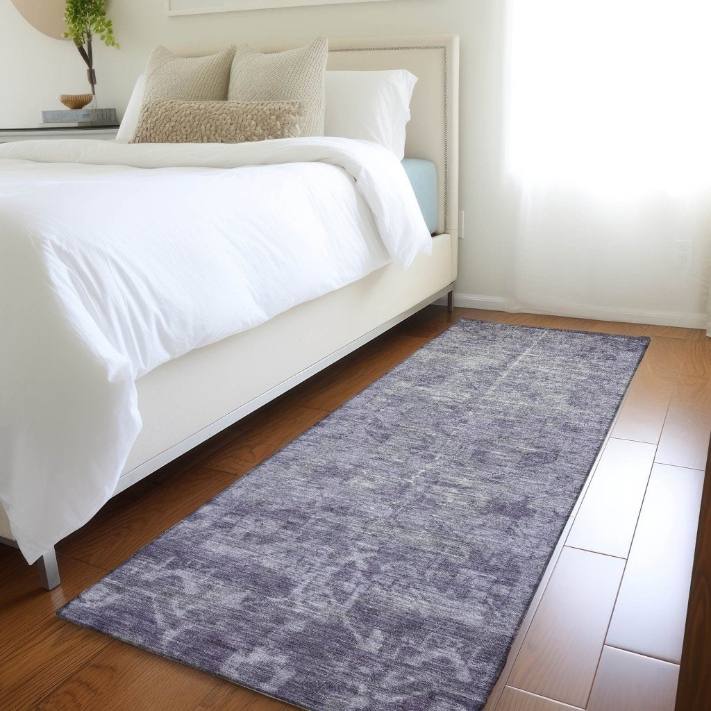 LOOMLAN Rugs Delaura Purple Washable Indoor-Outdoor Rug