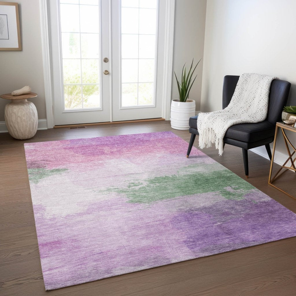 LOOMLAN Rugs Delisah Purple Washable Indoor-Outdoor Rug