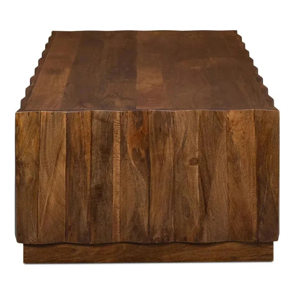 Sarreid Denali Rectangle Cocktail Coffee Table Block Solid Wood
