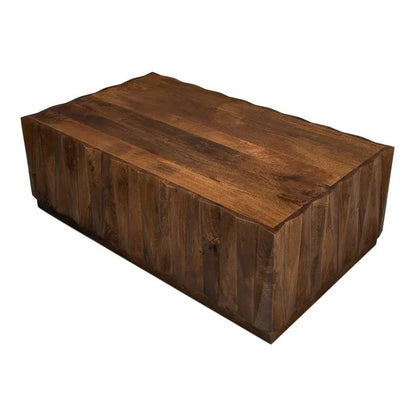 Sarreid Denali Rectangle Cocktail Coffee Table Block Solid Wood