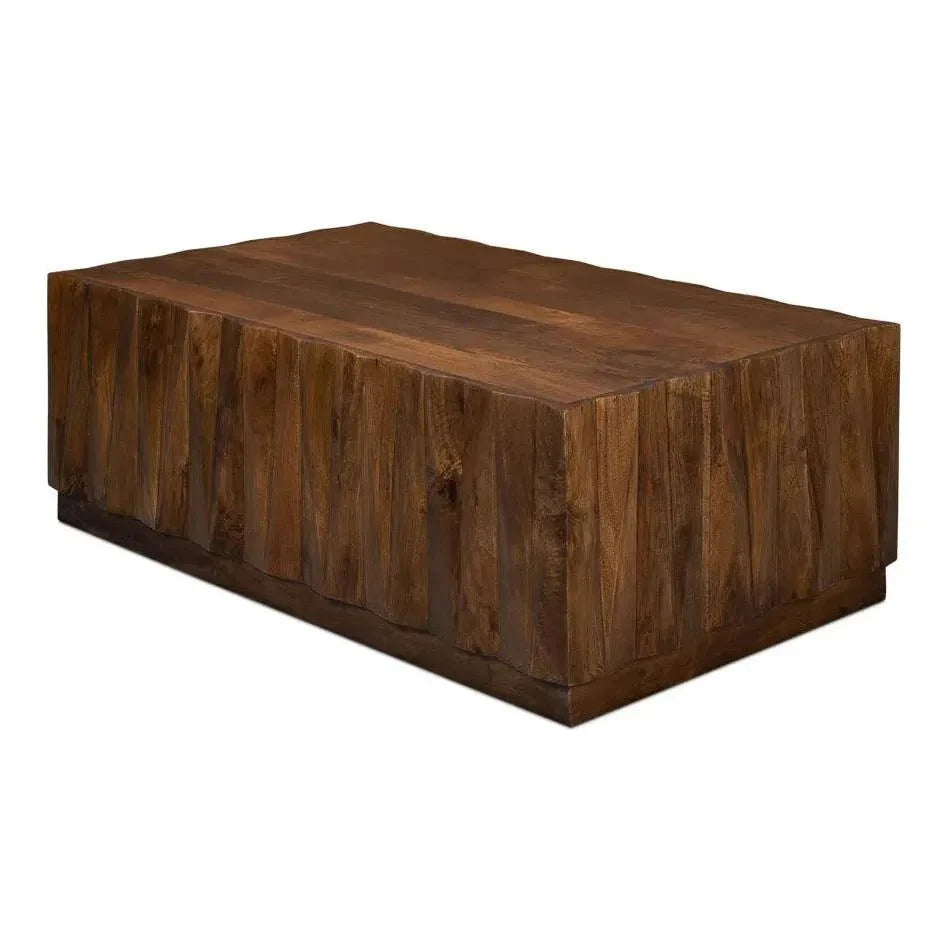 Sarreid Denali Rectangle Cocktail Coffee Table Block Solid Wood