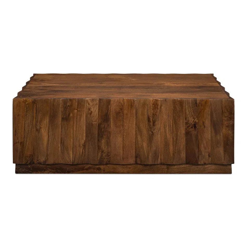 Sarreid Denali Rectangle Cocktail Coffee Table Block Solid Wood