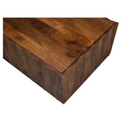 Sarreid Denali Rectangle Cocktail Coffee Table Block Solid Wood